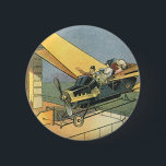 Bóton Redondo 5.08cm Vintage Science Fiction Steampunk Carro Convertíve<br><div class="desc">Ilustração venenosa viagem futurista vitoriana e ficção científica de transporte design com asas a vapor-punk apresentando um carro voador conversível. O motorista está prestes a aterrissar seu carro futurista (ou é um avião) na loja de chocolate no futuro. Um clássico design de ficção científica de quadrinhos retrô.</div>