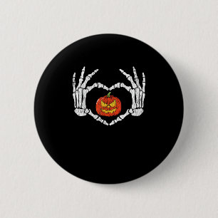 Bóton Redondo 5.08cm Vintage Skeleton Mãos Pumpkin Outono Hallow
