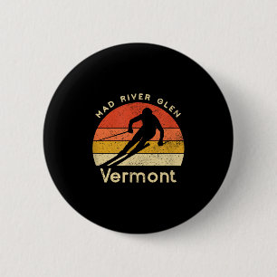 Bóton Redondo 5.08cm Vintage Ski Mad River Glen Vermont Mountain