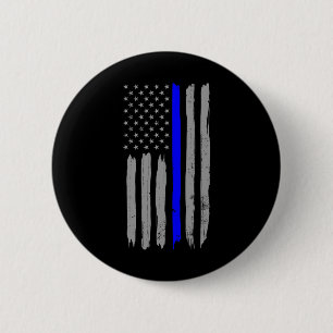 Bóton Redondo 5.08cm Vintage Thin Blue Line Shirt Policial Apoia Usa Fl