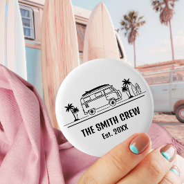 Bóton Redondo 5.08cm Vintage Van Life Surfer Crew