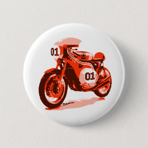 Bóton Redondo 5.08cm Vintage vermelho que compete a motocicleta
