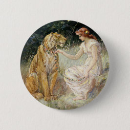 Bóton Redondo 5.08cm Vintage Victorian Coquette Lady e Tiger