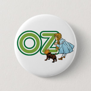 Bóton Redondo 5.08cm Vintage Wizard of Oz Dorothy Toto com BIG Letters