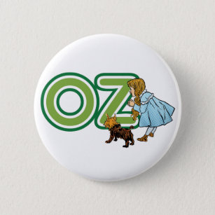 Bóton Redondo 5.08cm Vintage Wizard of Oz Dorothy Toto com BIG Letters
