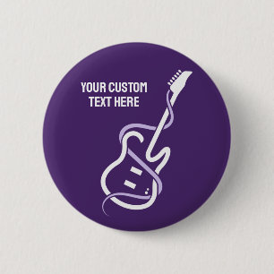 Bóton Redondo 5.08cm Violão Estilizado de Texto Personalizado