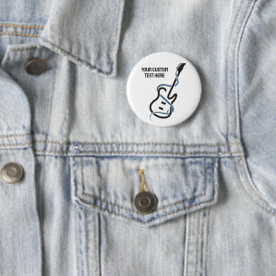 Bóton Redondo 5.08cm Violão Estilizado de Texto Personalizado