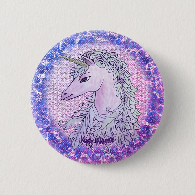 Bóton Redondo 5.08cm Violet Unicorn alfinete  (Frente)