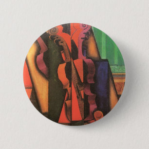 Bóton Redondo 5.08cm Violino e guitarra por Juan Gris, arte do Cubism