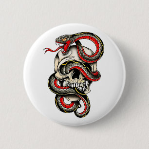 Bóton Redondo 5.08cm Viper Skull Tattoo Design