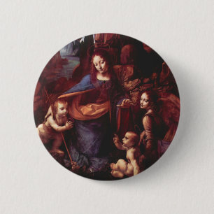 Bóton Redondo 5.08cm Virgem das Rochas de Leonardo da Vinci
