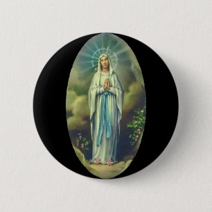 Bóton Redondo 5.08cm Virgem Maria De Lourdes Nossa Senhora Christian Pr