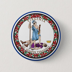 Bóton Redondo 5.08cm Virginia State Seal, a bandeira estadual da Virgín