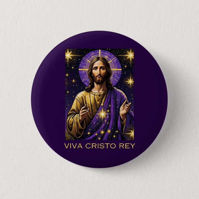 Bóton Redondo 5.08cm Viva Cristo Rey Católico Jesus Cristo o Rei (Frente)