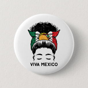 Bóton Redondo 5.08cm Viva México Mulheres Negras Cinco De Mayo No Méxic