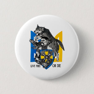 Bóton Redondo 5.08cm Viver Livre ou Morrer Bandeira da Ucrânia Cossaco