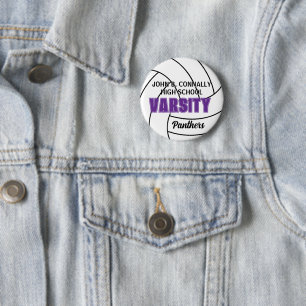 Bóton Redondo 5.08cm Volei de Quadra Varsity Roxo Personalizado Ensino