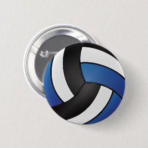 Bóton Redondo 5.08cm Voleibol branco, preto e azul escuro