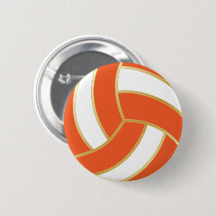 Bóton Redondo 5.08cm Voleibol Laranja e Branco