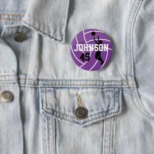Bóton Redondo 5.08cm Voleibol roxo com jogador da silhueta