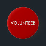 Bóton Redondo 5.08cm Voluntário Vermelho<br><div class="desc">Botão de voluntário vermelho simples com texto minimalista moderno - perfeito para o seu evento de negócios, escola, corrida ou organização sem fins lucrativos. Use este crachá de equipe para toda a sua equipe de voluntários para uma identificação clara e profissional. Personalize este modelo com suas próprias cores, fontes e...</div>