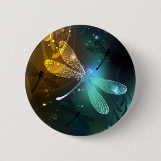 Bóton Redondo 5.08cm Voo luminoso verde de libélula