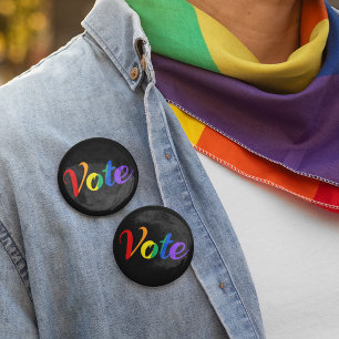 Bóton Redondo 5.08cm Votar Rainbow Orgulho gay Político Eleição Negra