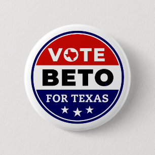 Bóton Redondo 5.08cm Vote Beto For Texas Button Pin