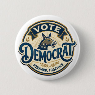 Bóton Redondo 5.08cm Vote Democrata Avançar Juntos – Patriótico Vintage