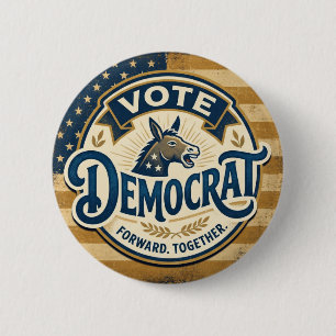 Bóton Redondo 5.08cm Vote Democrata Juntos – Patriótico Vintage