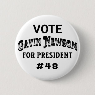 Bóton Redondo 5.08cm Vote em Gavin Newsom para Presidente