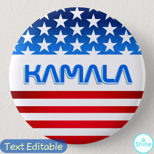 Bóton Redondo 5.08cm Vote em Kamala Harris EUA Flag Modern Typografia