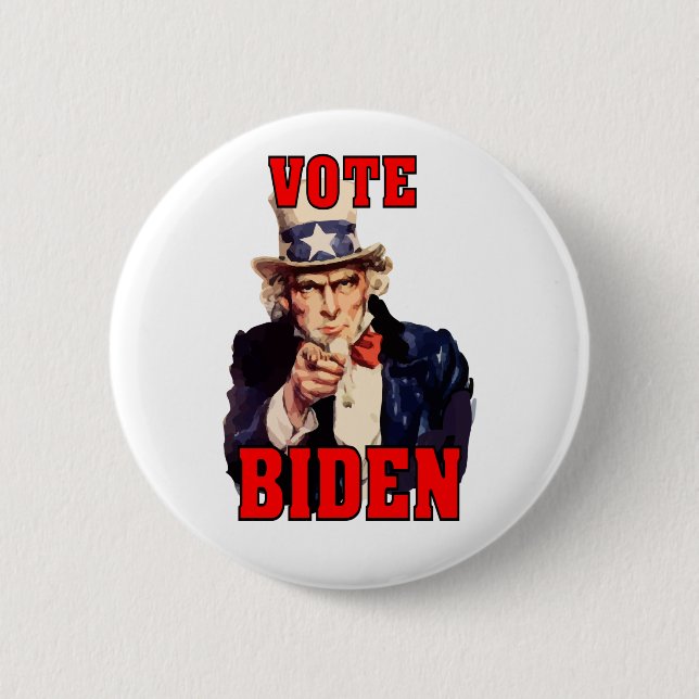 Bóton Redondo 5.08cm Vote Joe Biden Tio Sam 2024 (Frente)