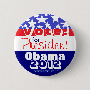 Bóton Redondo 5.08cm Votem! Pelo Presidente Obama 2012