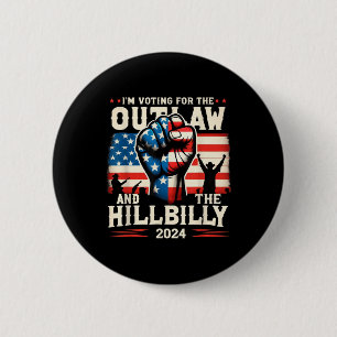 Bóton Redondo 5.08cm Voto A Favor Do Outlaw E Do Hillbilly 2024 Us