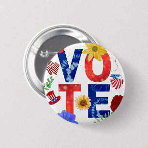 Bóton Redondo 5.08cm Voto Colorido Bandeira Americana Flor da Águia w B