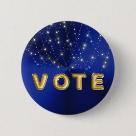 Bóton Redondo 5.08cm Voto de Cascata de Estrela Azul à Meia-Noite