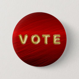 Bóton Redondo 5.08cm Voto Gráfico Metálico Vermelho Carmesim