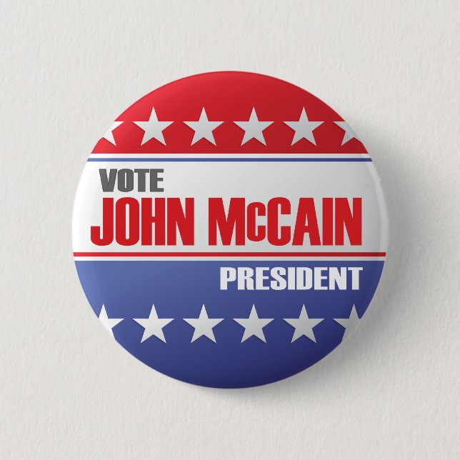Bóton Redondo 5.08cm Voto John McCain para o presidente (Frente)