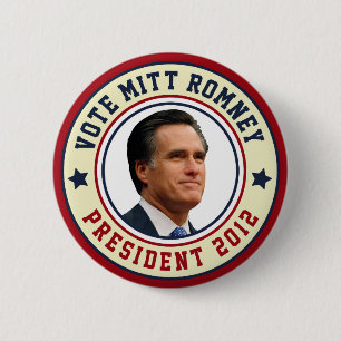 Bóton Redondo 5.08cm Voto Mitt Romney para o presidente 2012