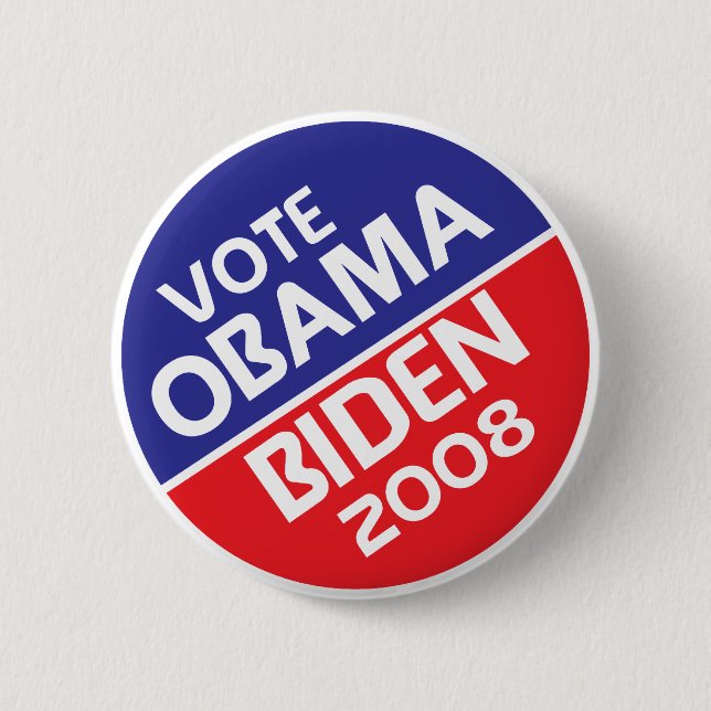 Bóton Redondo 5.08cm Voto Obama e Biden em 2008 (Frente)