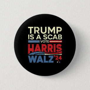 Bóton Redondo 5.08cm Voto Para Harris 2024 Trump É Um Voto De Cabra Har