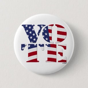 Bóton Redondo 5.08cm VOTO "V O T E" com BANDEIRA dos E.U.