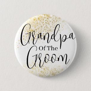 Bóton Redondo 5.08cm Vovô Dourado Glitter do noivo Button