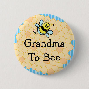 Bóton Redondo 5.08cm Vovó para o Botão Chá de fraldas de Bee Blue Honey