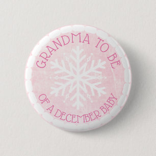 Bóton Redondo 5.08cm Vovó para ser cor-de-rosa no inverno dezembro Botã