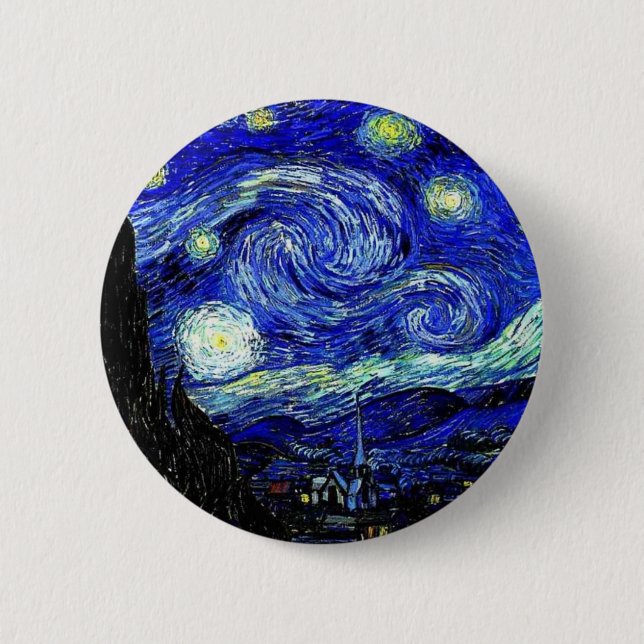 Bóton Redondo 5.08cm vVan Gogh Starry Night Fine Art (Frente)