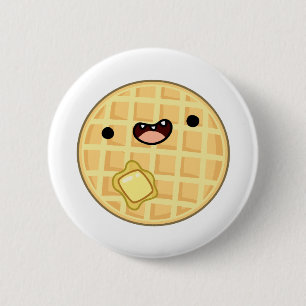 Bóton Redondo 5.08cm Waffle de Manteiga Kawaii