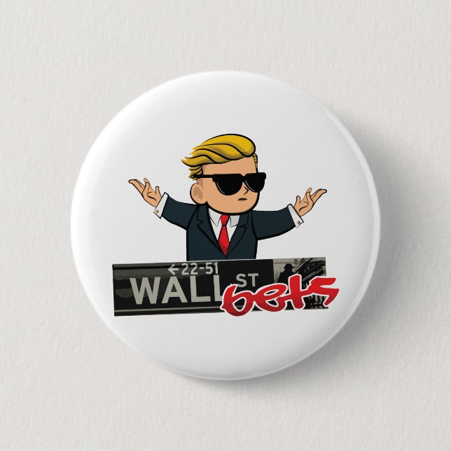 Bóton Redondo 5.08cm Wall Street Bets (Frente)