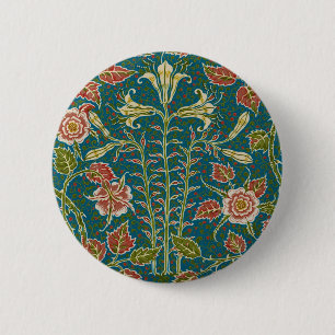 Bóton Redondo 5.08cm Walter Crane Antiga Flor de Lírio e Rosa